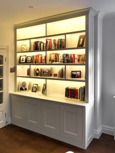 Traditional style Bookcase with LED lighting and infrared hand wave switcher.