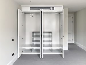 Bedroom fitted wardrobe with a special aircondition system