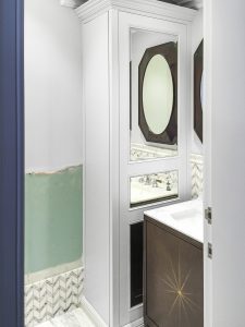 Bathroom wardrobes with mirrored false doors