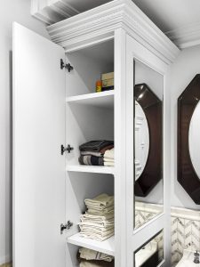 Bathroom wardrobes with mirrored false doors