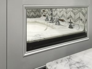 Bathroom wardrobes with mirrored false doors