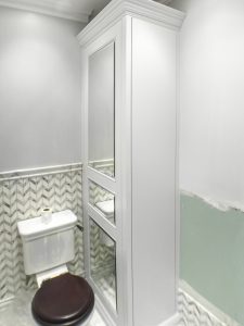 Bathroom wardrobes with mirrored false doors