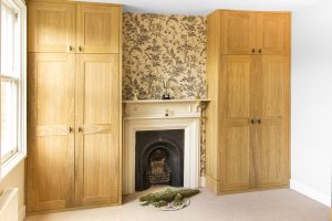 Oak veneered MDF fitted wardrobes