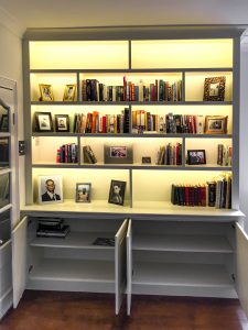 Traditional style Bookcase with LED lighting and infrared hand wave switcher.