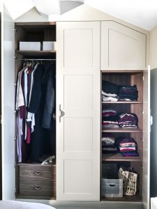 Huge Fitted Wardrobe with Walnut veneer MDF inside and painted doors